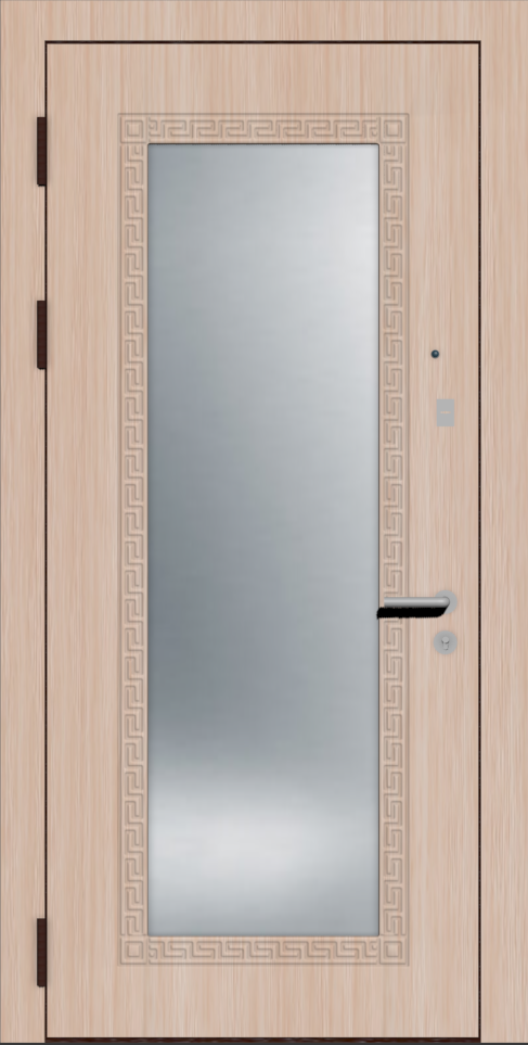 Дверная накладка с зеркалом беленый дуб